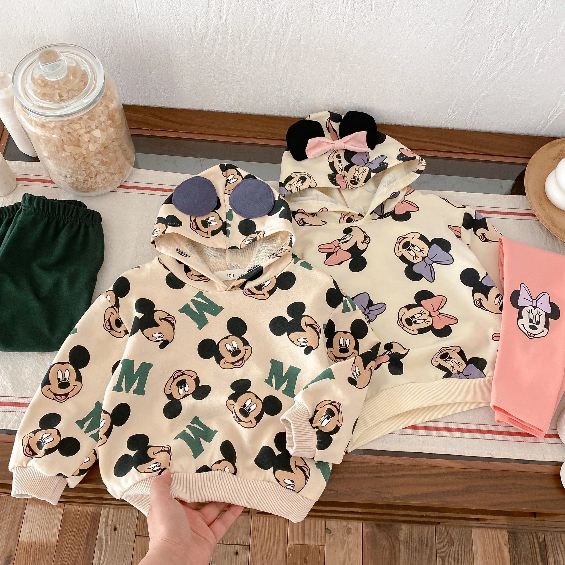 Cute Minnie Hoodies Suit For Girl Clothes Autumn Loose Fashion Popular Children Long Sleeve Tracksuits Tops Trousers 1 2 3 4 5y