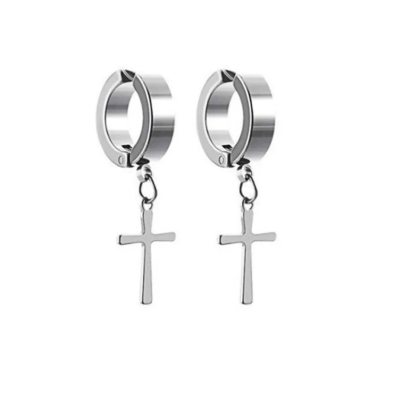 2pcs Punk Mens Strong Magnet Magnetic Ear Stud Set, Non Piercing Earrings Fake Cross Earrings Gift For Boyfriend Lover Jewelry