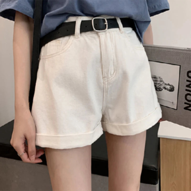 Slimming High Waist A-Line Denim orts Women's Bla Autumn Winter Korean Sle Summer Trendy Hot Pants Casual Outerwear