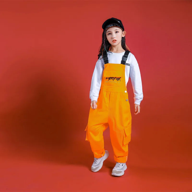 Fashion Cotton Hoddies Overall Children Ballroom Jazz Dancewear Dancing Clothes Street DanceWear Hip Hop Costumes for Girls Boys