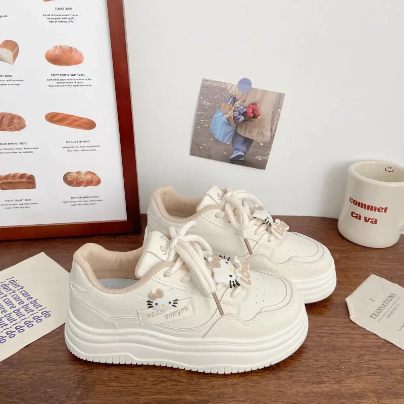 Pink Thick Bottom Skate Shoes Women's Versatile Spring New Chic Design Korean Style Breathable Sports Flat Shoes