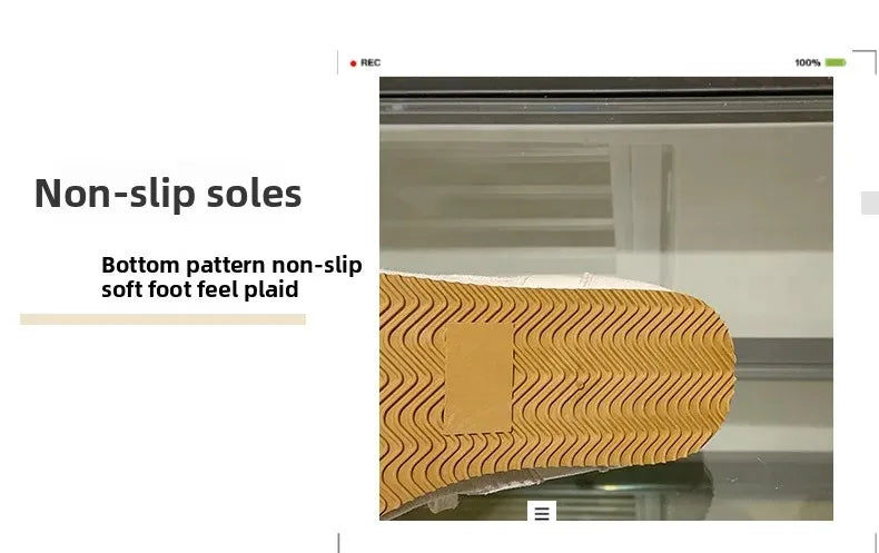 Women's Spring Summer Breathable Flat Casual Deqin Shoes Versatile Slip-On Flats Comfortable Polyurethane Outsole Striped Patter