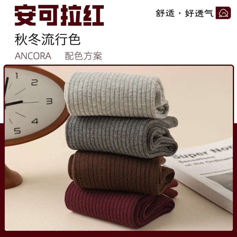 Women's Ankola Red Socks Autumn and Spring Cotton Trendy Japanese Style Middle Tube Socks Pile Socks