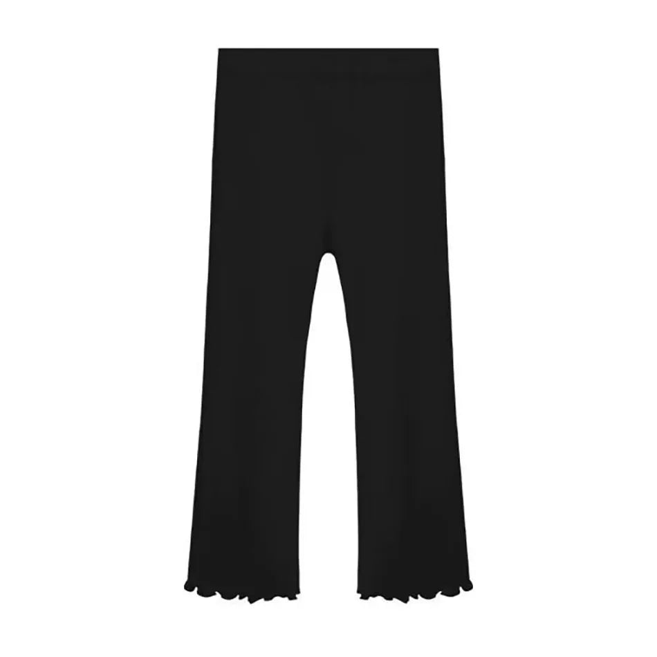 Children Summer Solid Color Thin Ribbed Knit Flared Pants Girls Casual Trousers Korea Fashion Pants Girl Princess Style Capris