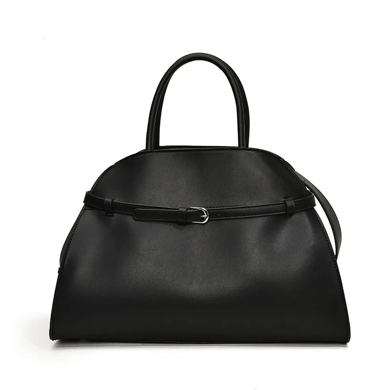 Brand Belt Design Handbag Vintage Brand Women's Large Capacity New Silver Metal Luxury Tote Soft Leather Shoulder Messenger Bag