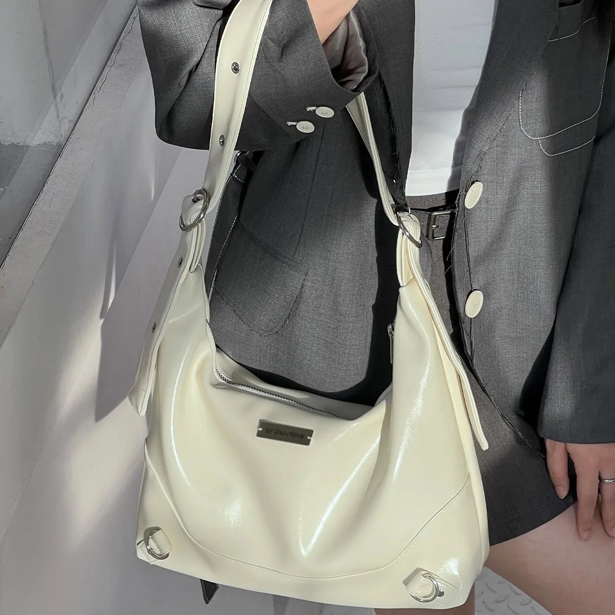 Women's Shoulder Bags 2024 Fashion Female Commuter Soft PU Leather Handbag Casual White Large Capacity Crossbody Bags for Ladies