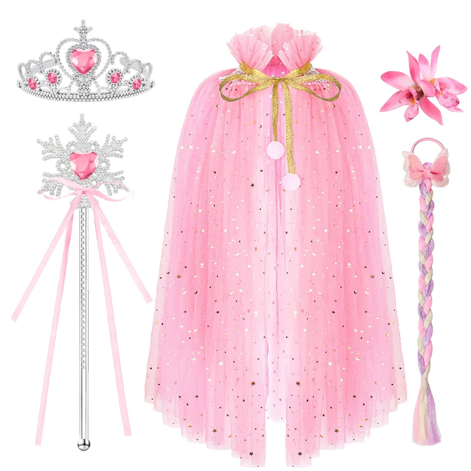 Aurora Pink Princess Dress Girl Sleeping Beauty Cosplay Costume Summer Floral Rose Print Sling Frocks 2-10 Yrs Kids Elegant Gown