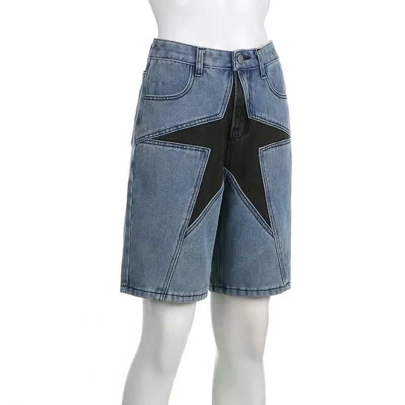 Aelfric Eden Star Patchwork Denim Shorts 2025 Men Summer Hip Hop Streetwear Shorts Y2K Harajuku Casual Track Shorts Sweatpants