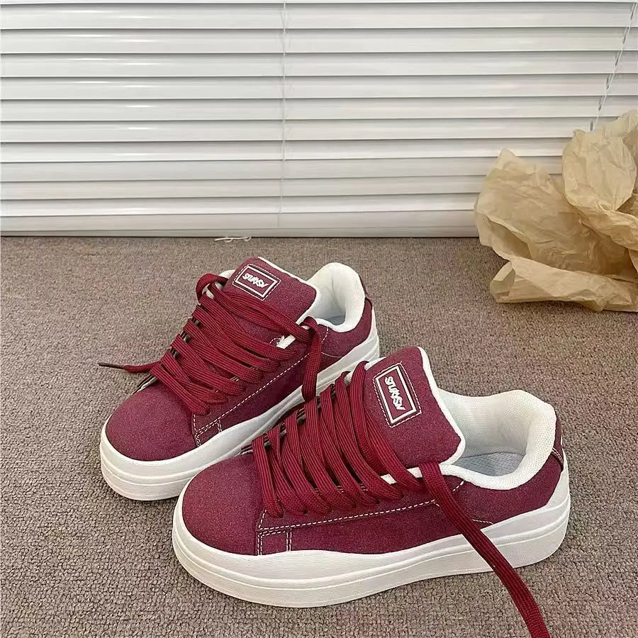 Spring 2005 Women's New High Quality Casual Sports Skateboard Shoes Ins Retro Student Thick Solemn Bread Shoes Soft Comfortable