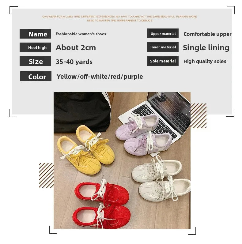 Women's Spring Summer Breathable Flat Casual Deqin Shoes Versatile Slip-On Flats Comfortable Polyurethane Outsole Striped Patter