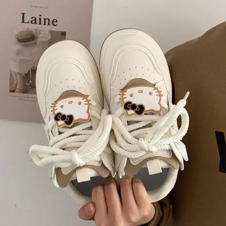 White Cake Star Board Shoes Women's Spring Autumn Thick Base Casual Sports Shoes 2024 New Korean Design Sensibility Niche