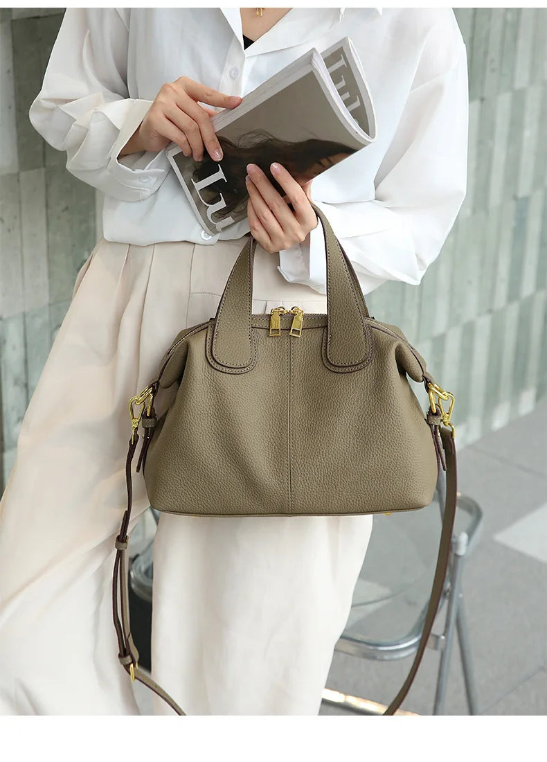 MKCCCKA Underarm bag TOGO cow leather French Tote bag 2025 New Fashion large capacity portable one shoulder Leather women's bag