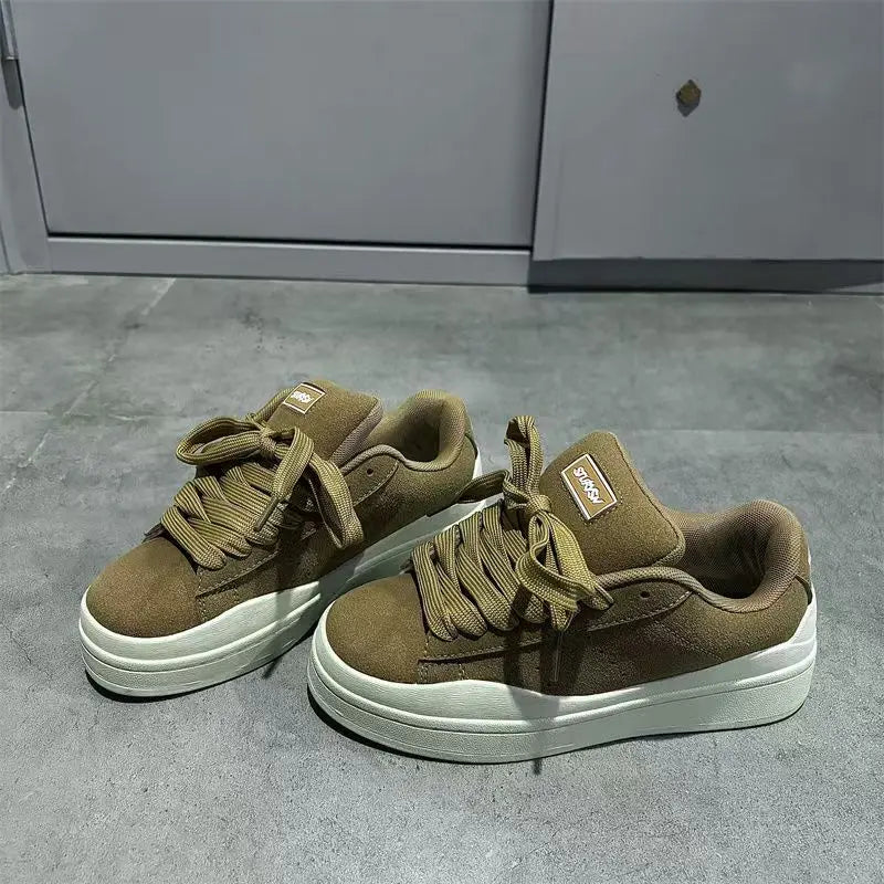Spring 2005 Women's New High Quality Casual Sports Skateboard Shoes Ins Retro Student Thick Solemn Bread Shoes Soft Comfortable