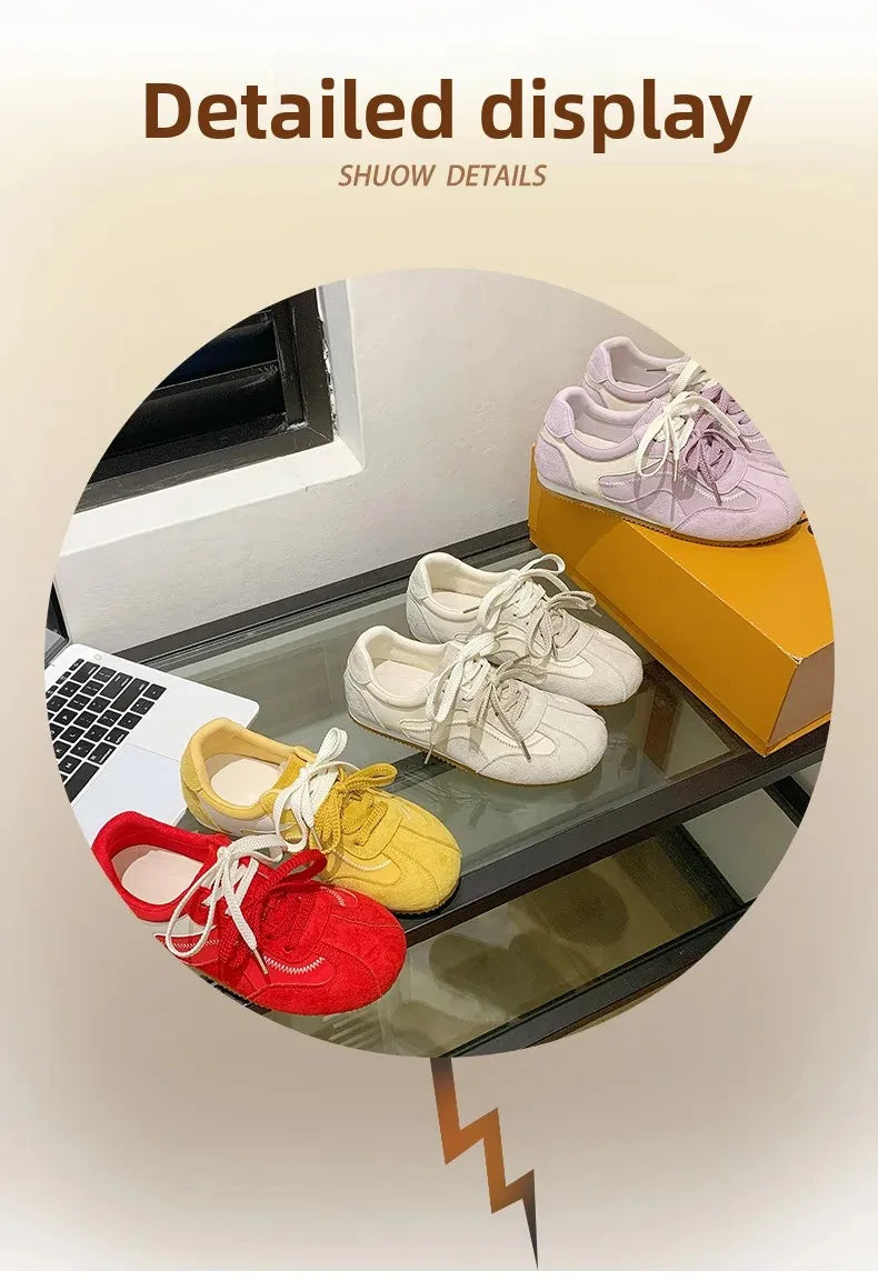 Women's Spring Summer Breathable Flat Casual Deqin Shoes Versatile Slip-On Flats Comfortable Polyurethane Outsole Striped Patter