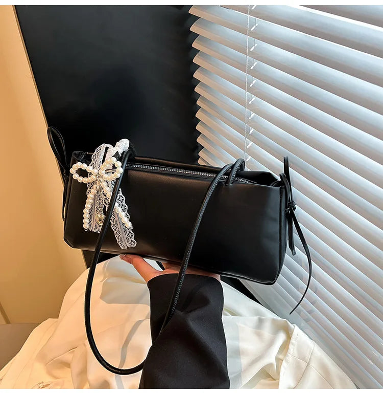 Underarm Bags Women Casual Tote Handbag Bow Shoulder Bag for Women Luxury Designer Handbags Branded Fashion Totes with Pendant