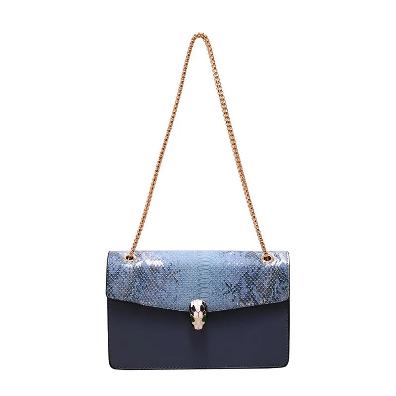 Trendy Crocodile Pattern Double Layer Flip Cover Crossbody Small Square Bag Women's Fashionable Chain Strap Handbag