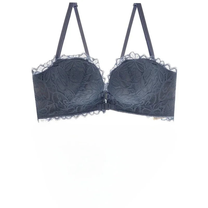 Sexy Back Without Steel Ring Underwear Female Small Breasts Gathered Big Breasts Showing Small Bra Black/Skin tone/White