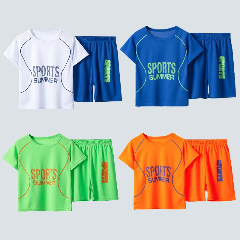 2/4 Pieces Of Summer Children's Quick-drying Sports Suit Boys Running Vest girls Casual Joker Shorts Breathable Short Sleeves