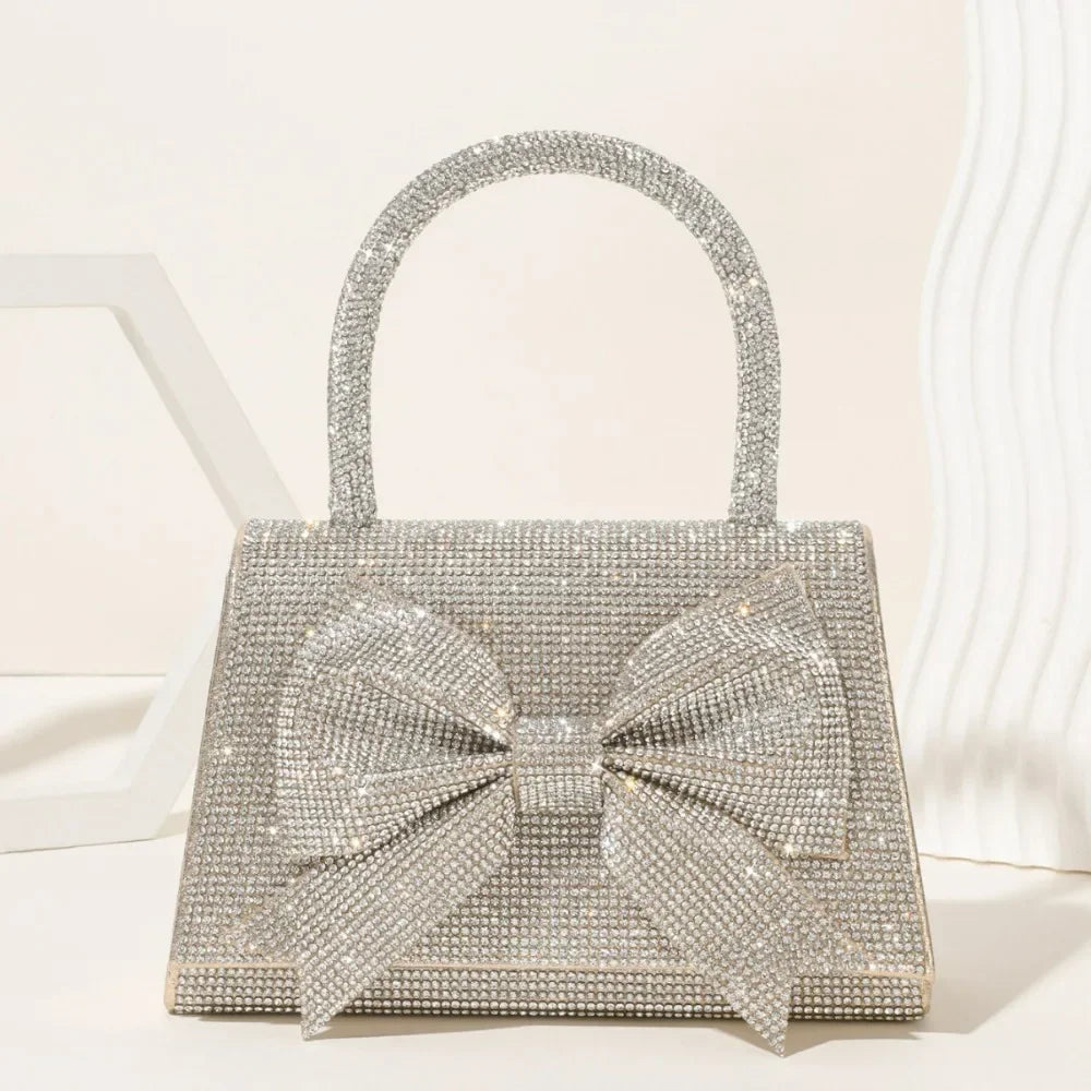 Evening Bag For Women Luxury Diamond Bow Handbags Glittering Bridal Bag Golden Mini Purse For Wedding Party Bags