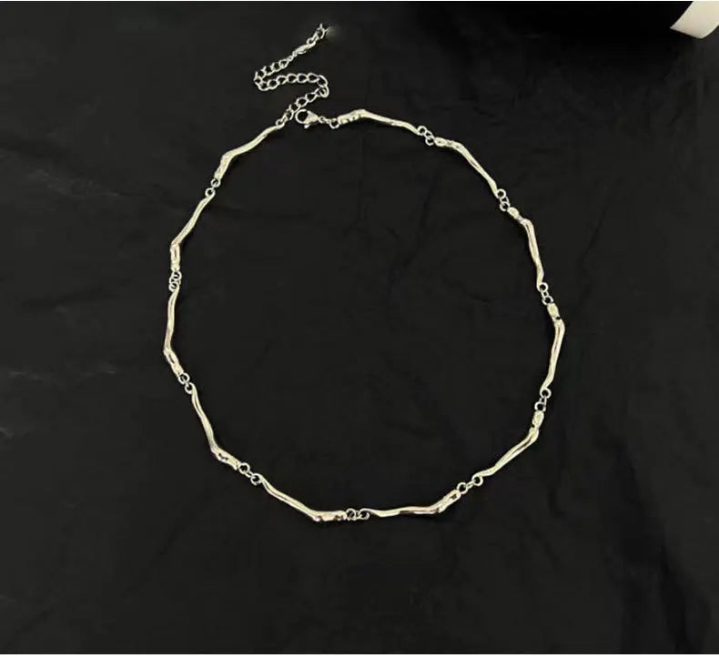 New Irregular Wave Shape Chain Men Necklace Advanced Sense Stainless Steel Figaro Cuban Chain Necklace For Men Women Jewelry
