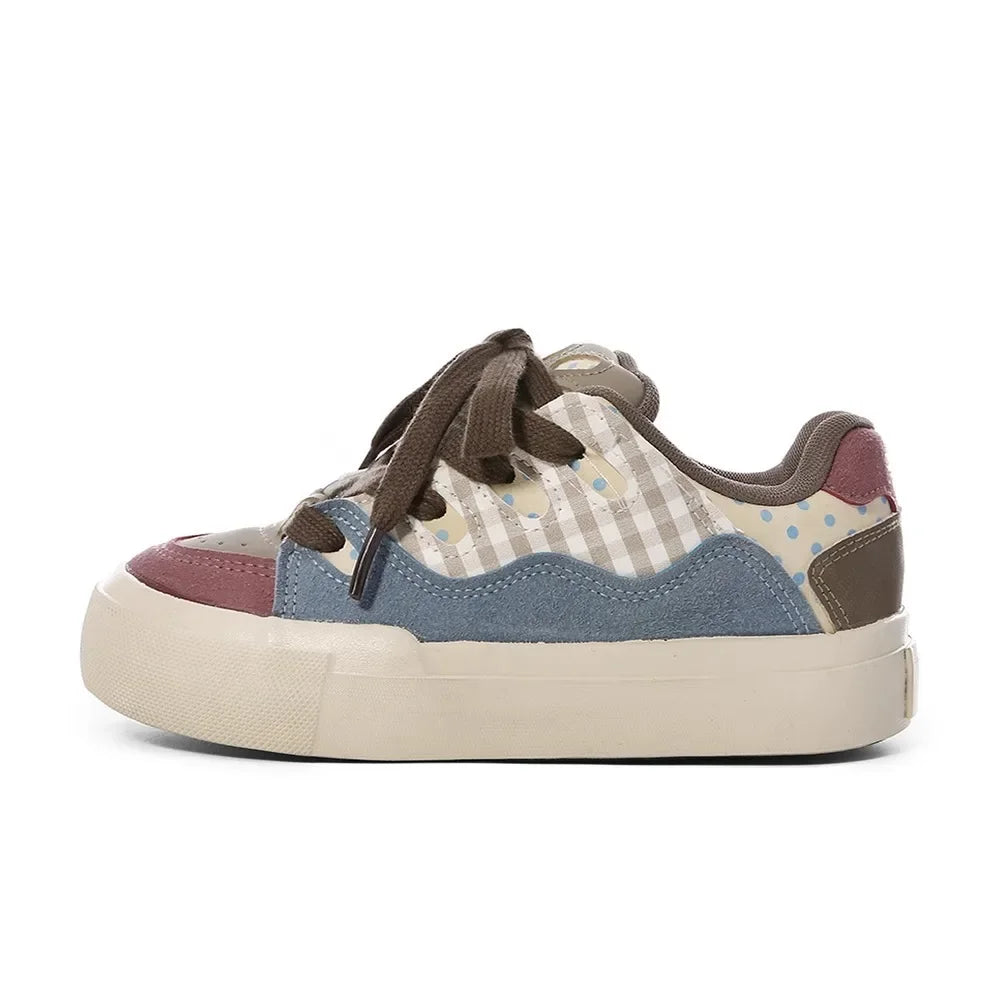 Retro Hong Kong Style Women's Board Shoes Spring New Thick Bottom Versatile Chic Casual Rubber Sole Synthetic Surface Shoes