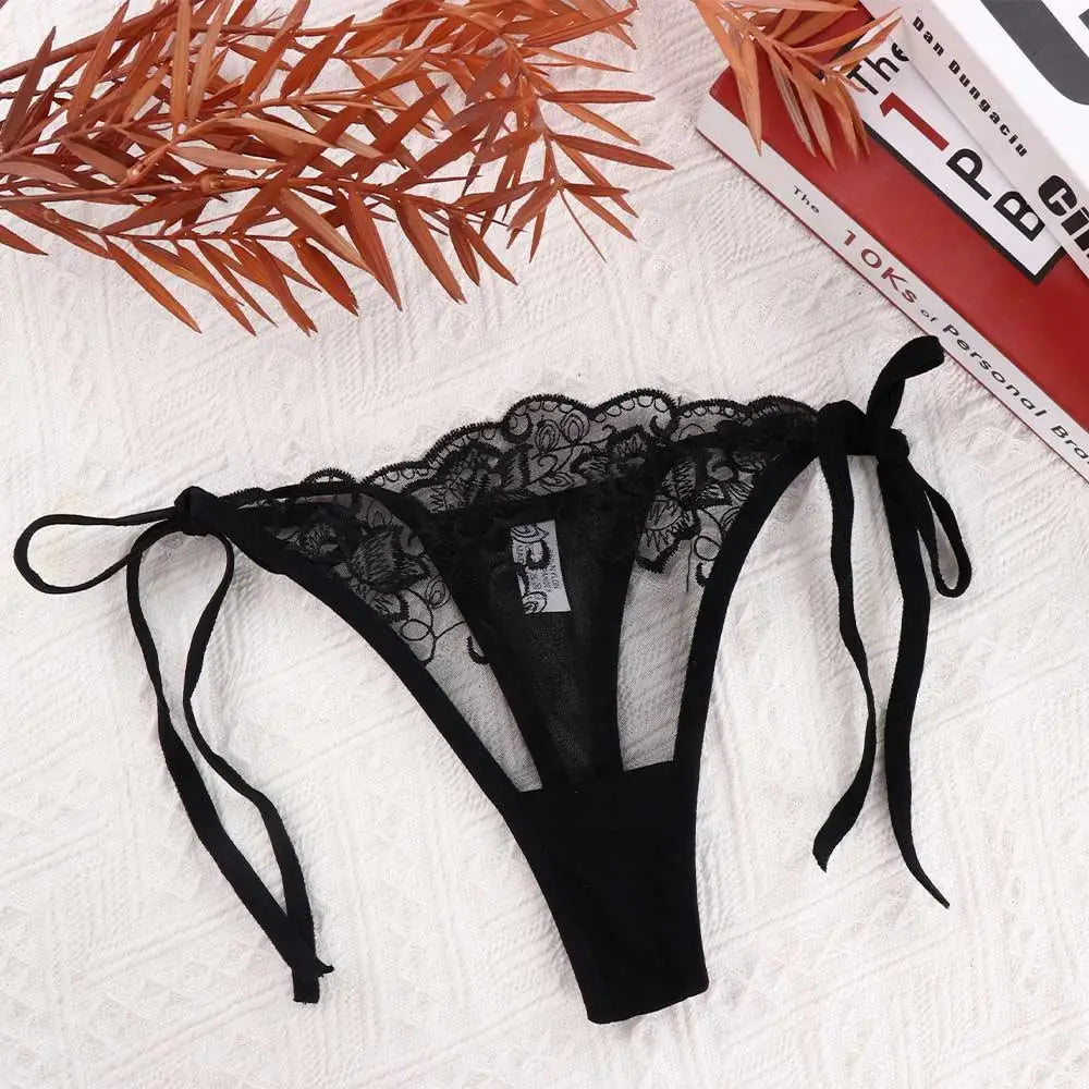Ladies Sexy Embroidery Hollow Out Lingerie Transparent Underwear Panties Brief Panty