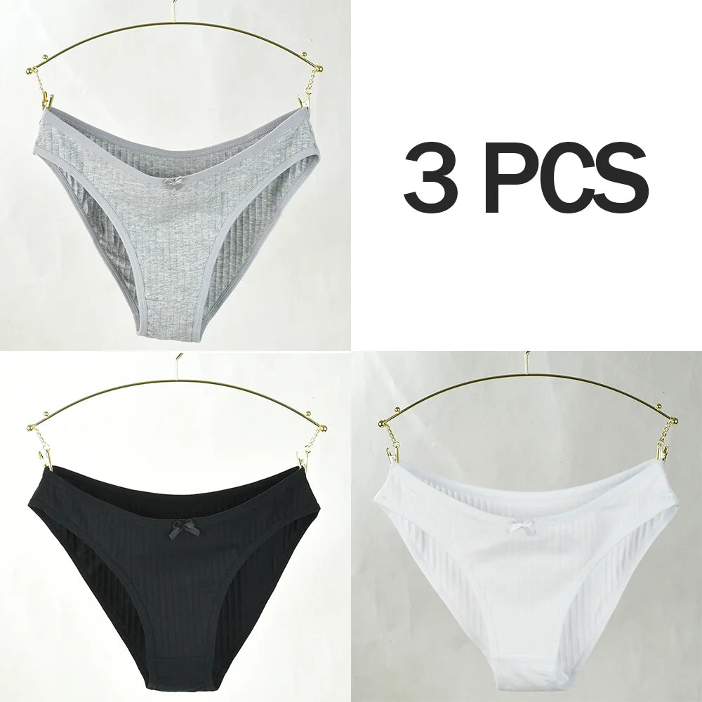 3pcs Women Panties Sexy Underwear Pure Cotton Underwear Panties For Student CuteMid-Waisted Briefs Female Ventilation Underpants