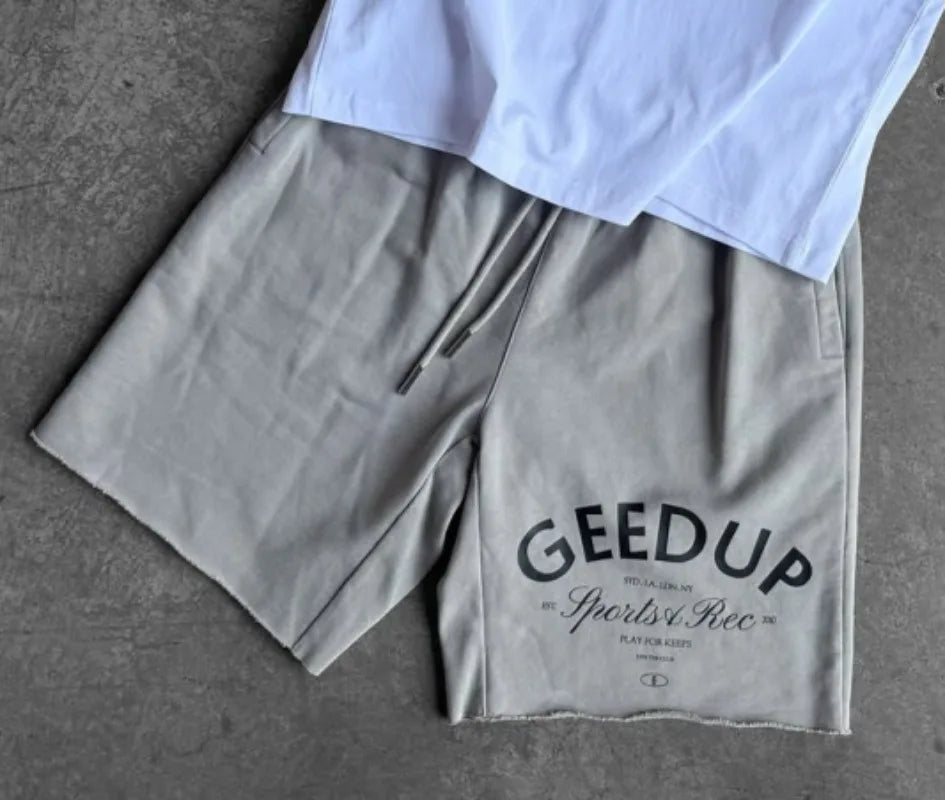 American Hip-hop Harajuku Trendy Brand Oversized Cotton Round Neck T-shirt Men Y2k Casual High Street Loose Sports Shorts Women