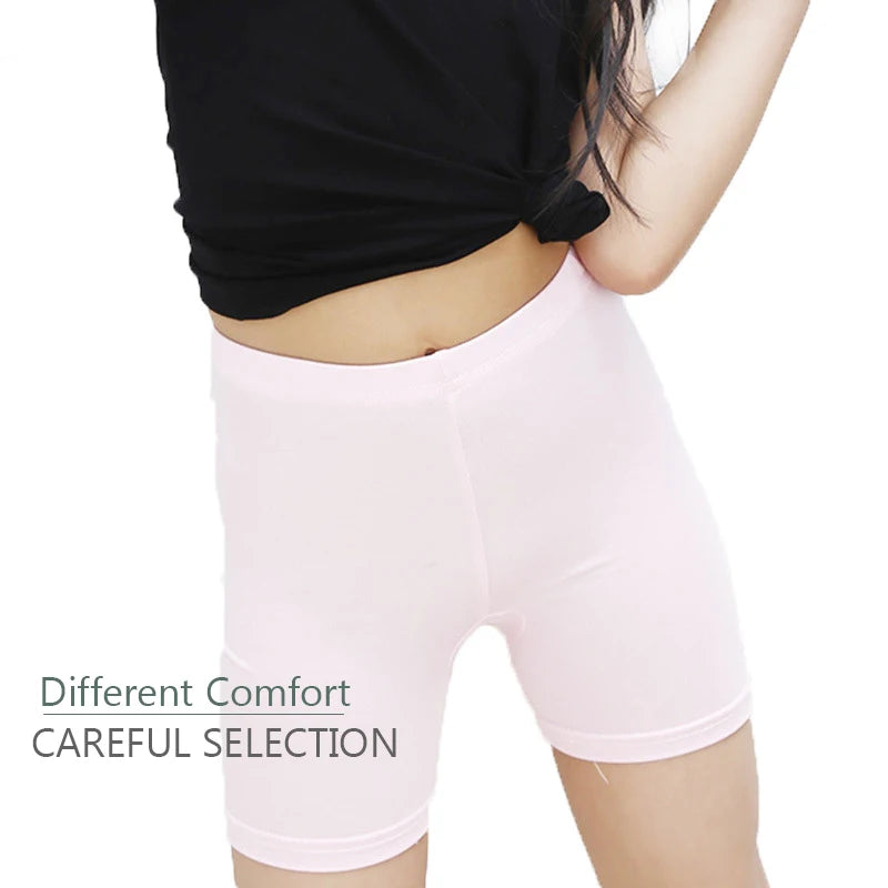 2Pcs Summer Solid Color Kids Leggings Girls Safety Shorts Cotton Leggings Girls' Beach Shorts Are Suitable For Children Age 2-13