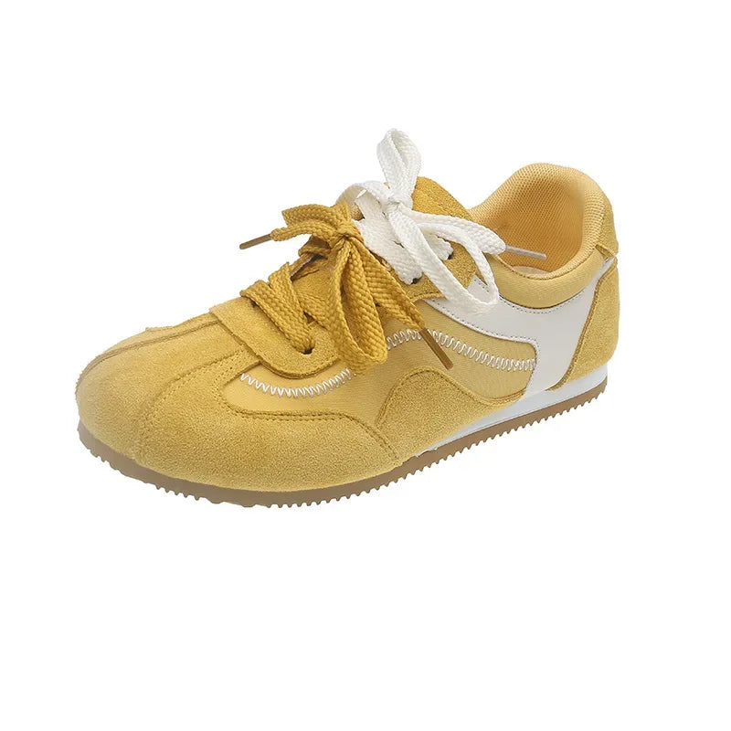 Women's Spring Summer Breathable Flat Casual Deqin Shoes Versatile Slip-On Flats Comfortable Polyurethane Outsole Striped Patter