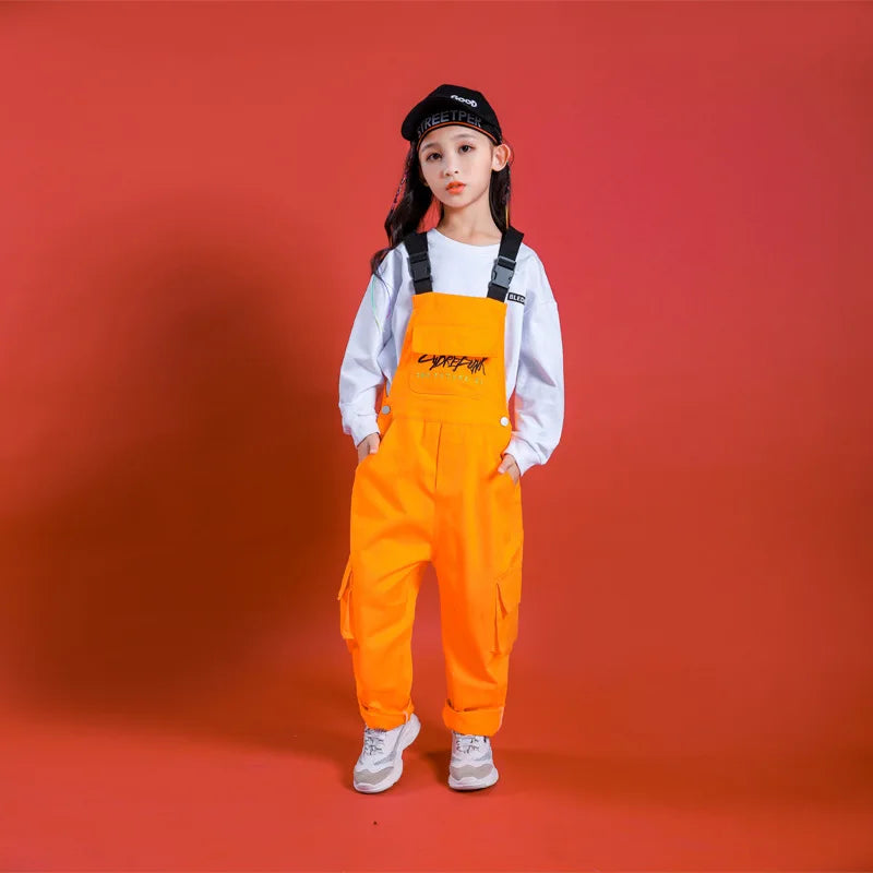 Fashion Cotton Hoddies Overall Children Ballroom Jazz Dancewear Dancing Clothes Street DanceWear Hip Hop Costumes for Girls Boys