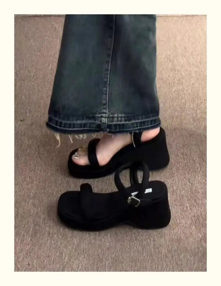 Bla Thi Heel Sandals Women's Summer 2025  Toe Roman Sle Fairy Wind One-Strap Slip-On oes Ultra-Fine Fiber