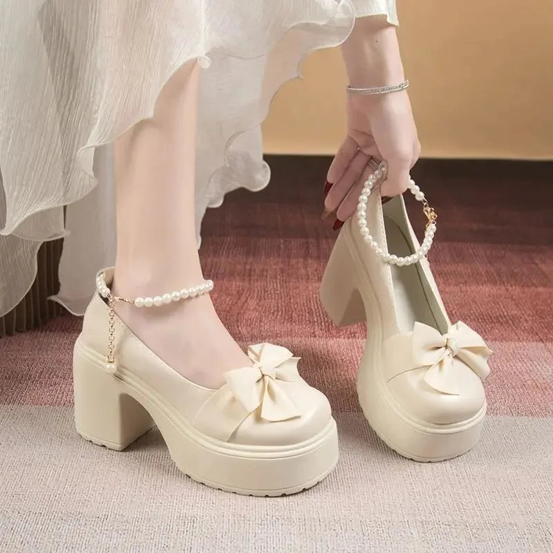 French Mary Jane Women's 2025 Spring Unique Gentle High Heels Versatile British Style Small Leather Shoes for Evening Wear