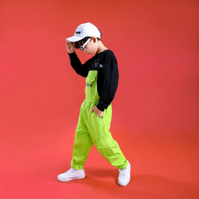 Fashion Cotton Hoddies Overall Children Ballroom Jazz Dancewear Dancing Clothes Street DanceWear Hip Hop Costumes for Girls Boys