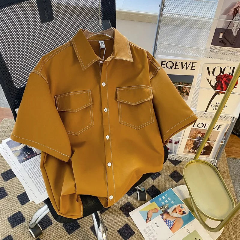 Summer Thin Casual Men's ort Sve irt Trendy Brand Youthful Design Loose Fit Teenager Apparel Lightweight Faionable