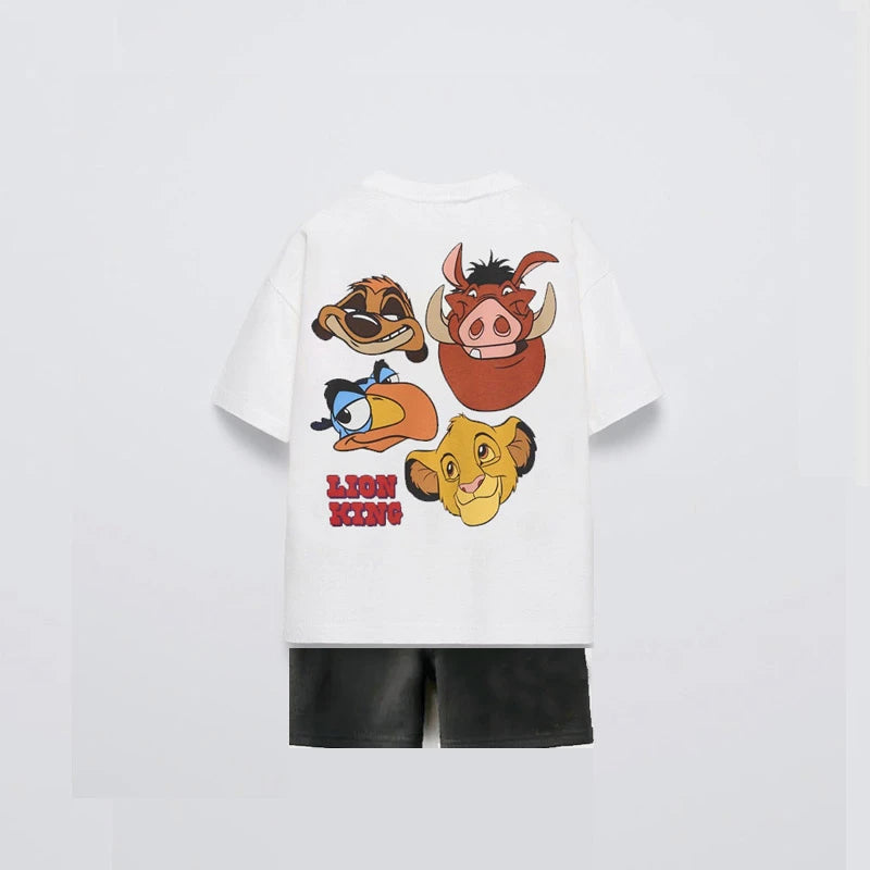 Cute Monster Print Tees Green Shorts Baby Summer New Clothing Trendy Simple T-shirt All-match Shorts Child Cotton Thin Outfits