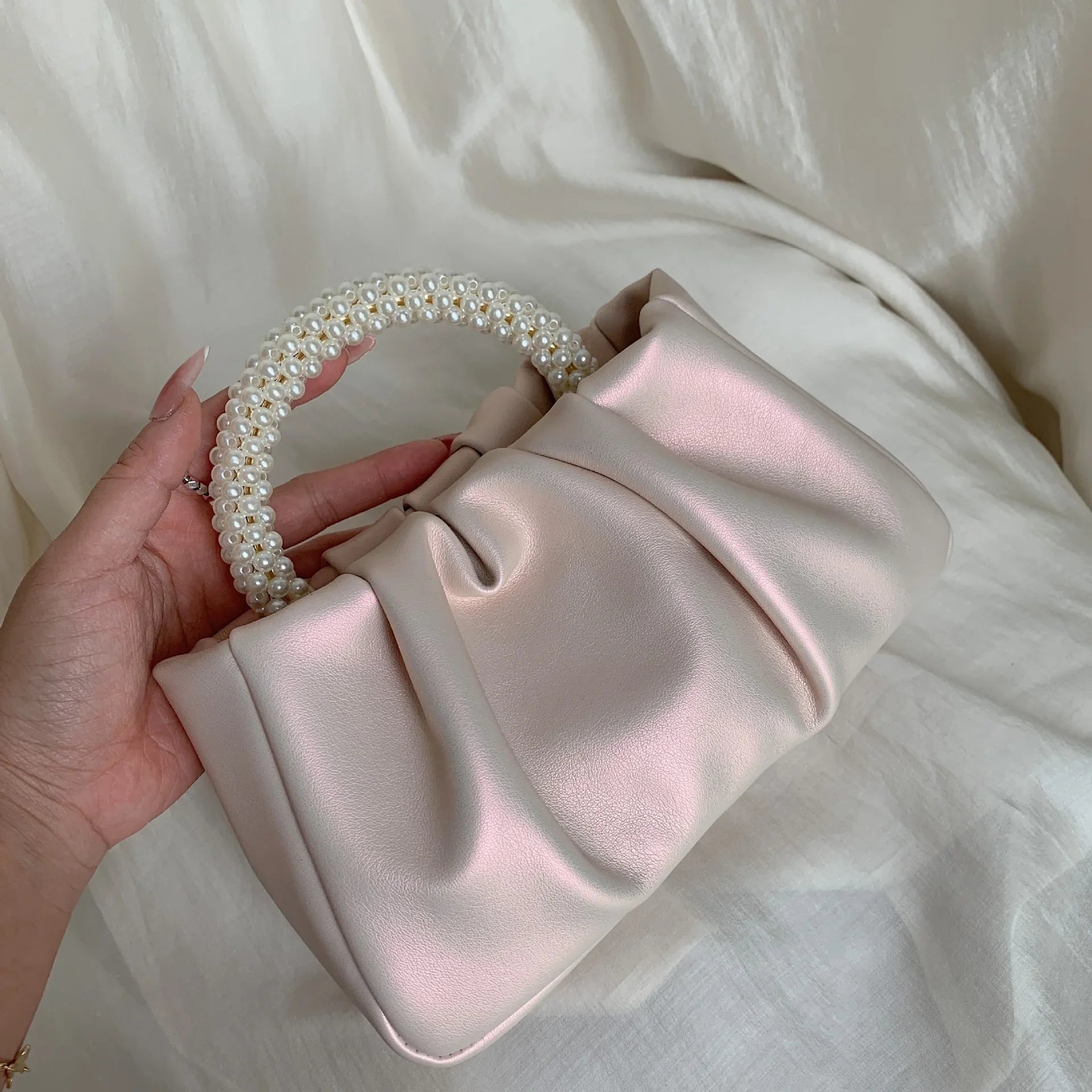 2025 Fashion Pearl Handle Women Dinner Clutch Purse Handbags Luxury Design Ladies Square Shoulder Bag Female Small Messenger Bag
