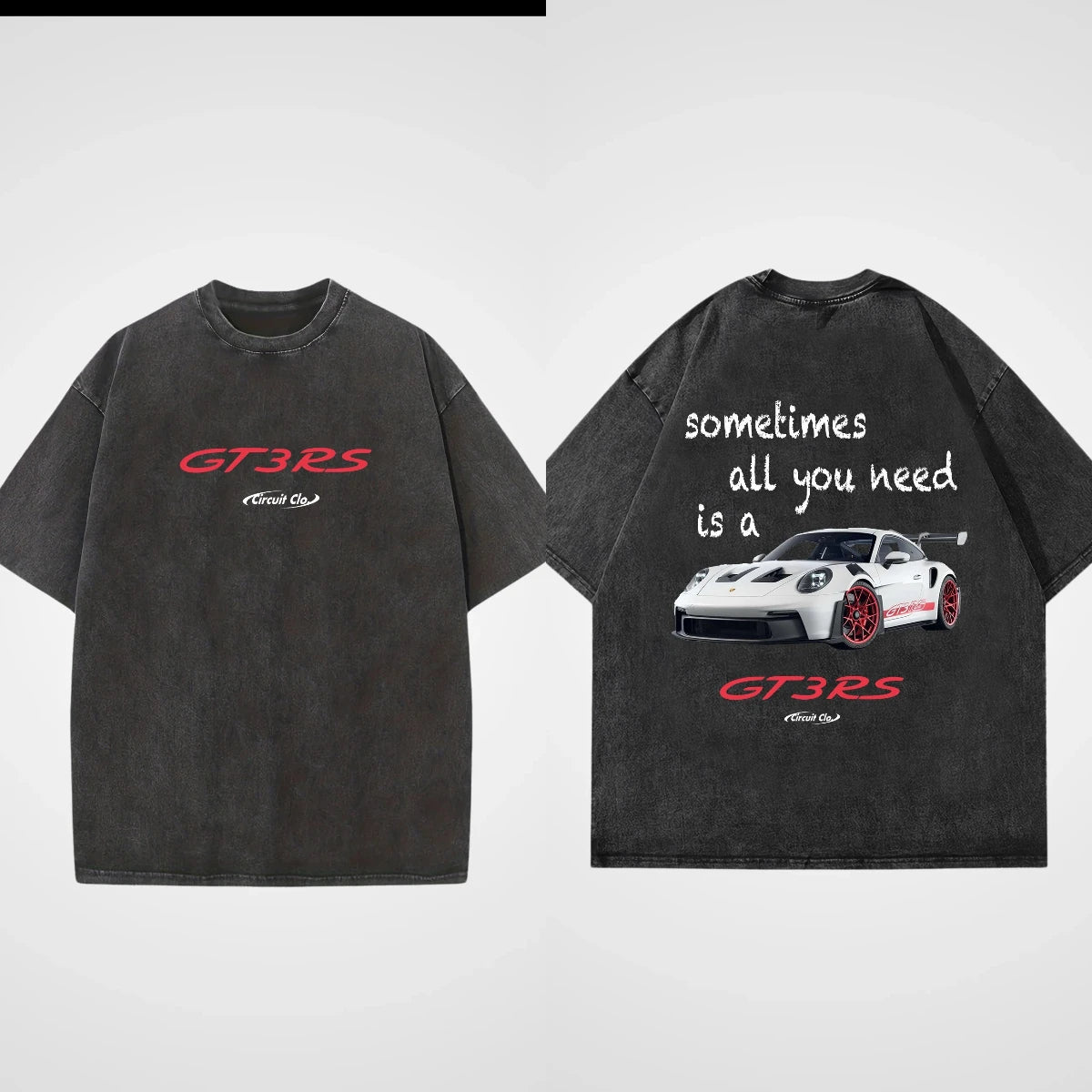 Washed T-Shirts Men Oversized Y2K T-Shirt Summer Retro Short Sleeve Sometimes You Need A GT3RS Washed Shirt Cotton Male Top Tee