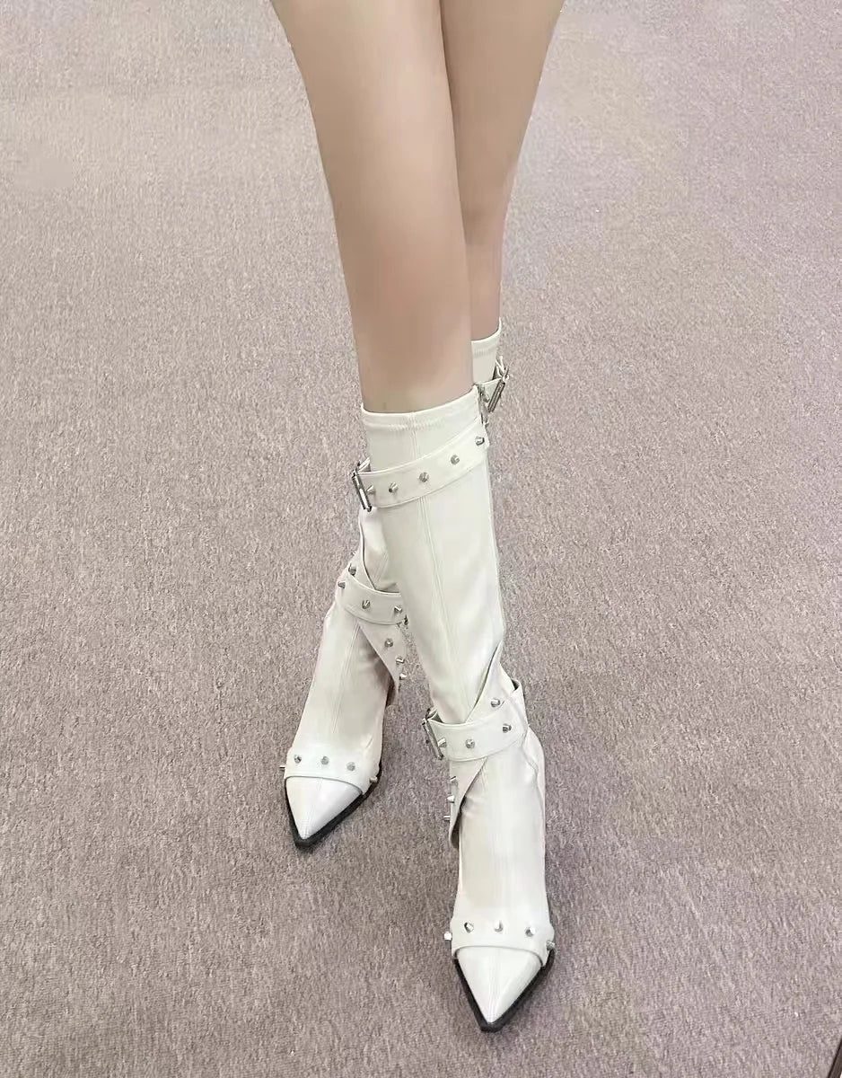 New Style Thin High Heel Women Boots 2024 Pointed Toe Women's High Tube Thinner-looked High Heel Long Boots Zip Boots Mujer