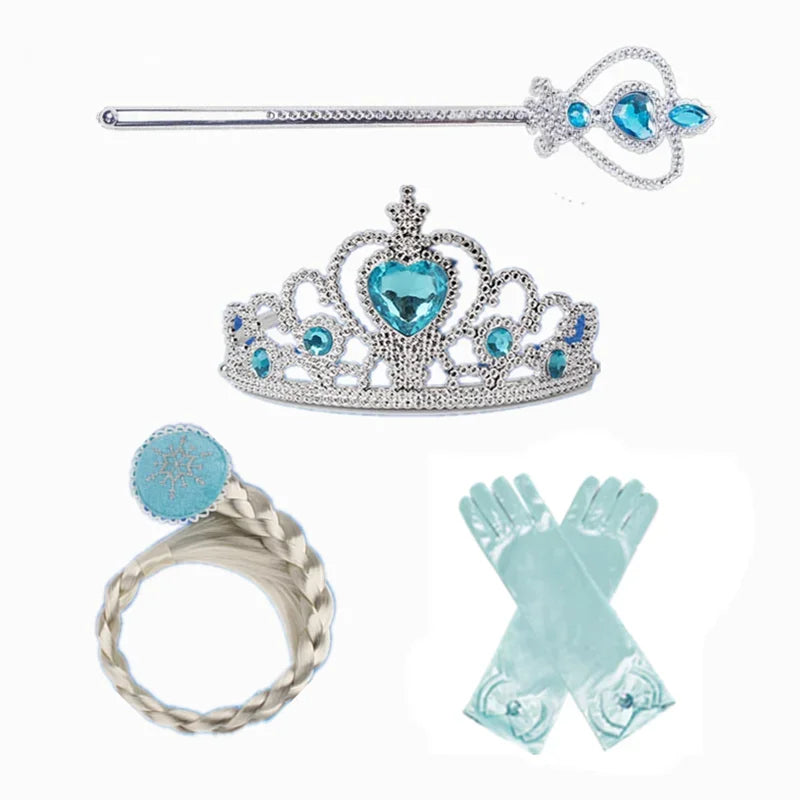 Girls Snow Queen Elsa Kids Costumes for Girl 2025 Carnival Party Prom Gown Robe-Playing Children Clothing Frozen Princess Dress