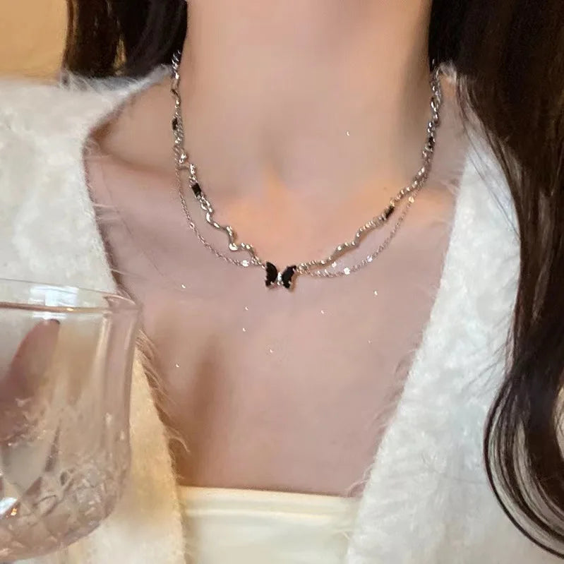 Romantic Gothic Rose Flower Clavicle Chain Necklace for Women Girls Fashion Punk Sweet Cool Adjustable Rope Choker Accessories