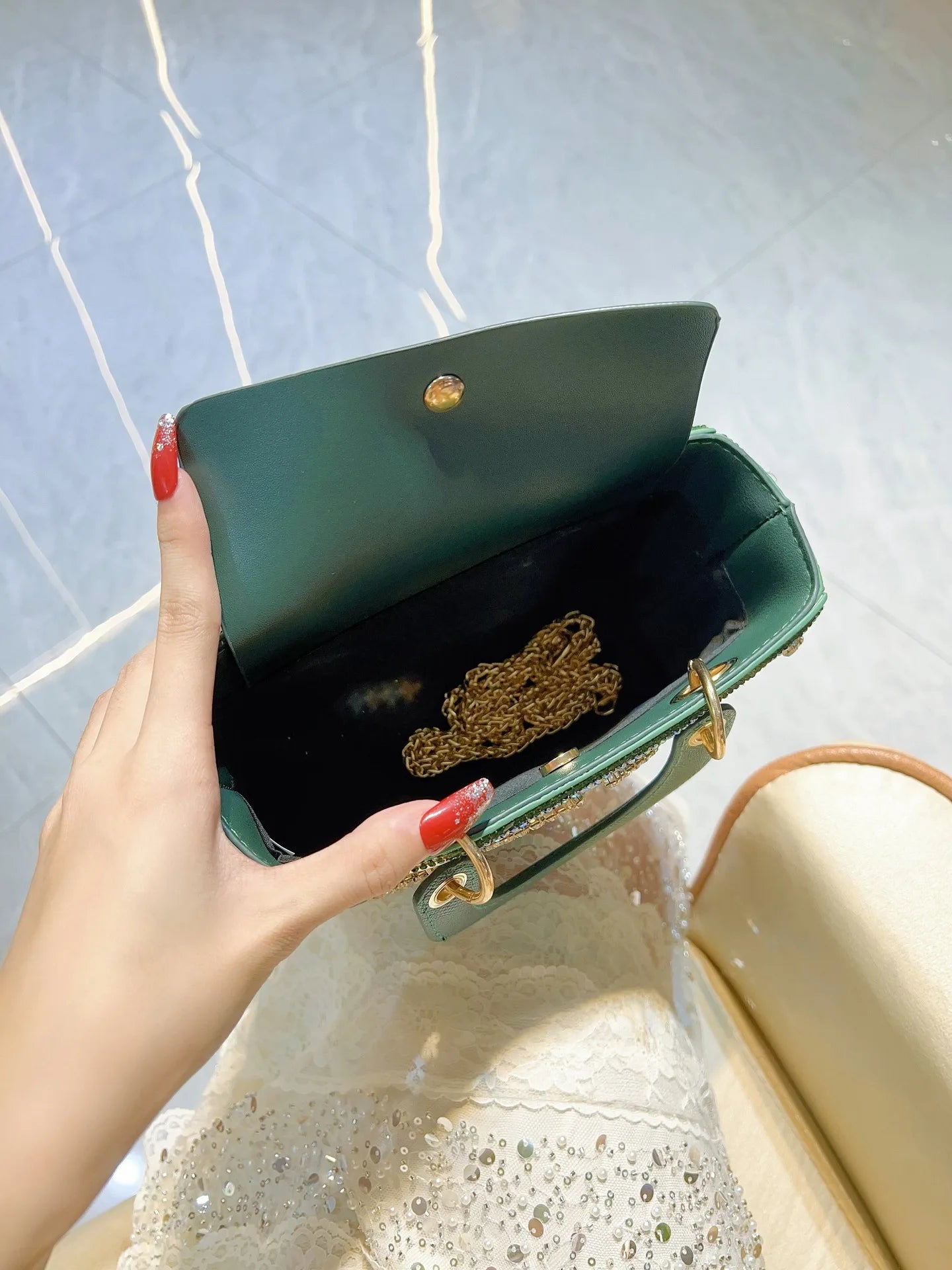 Handmade Light Luxury Women Evening Bag Handbag Shoulder Crossbody Dinner Bag shiney Diamond Decoration Fashion Women Party Bag