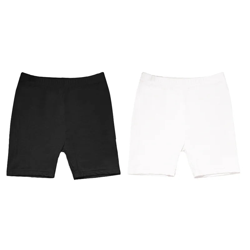 2Pcs Summer Solid Color Kids Leggings Girls Safety Shorts Cotton Leggings Girls' Beach Shorts Are Suitable For Children Age 2-13