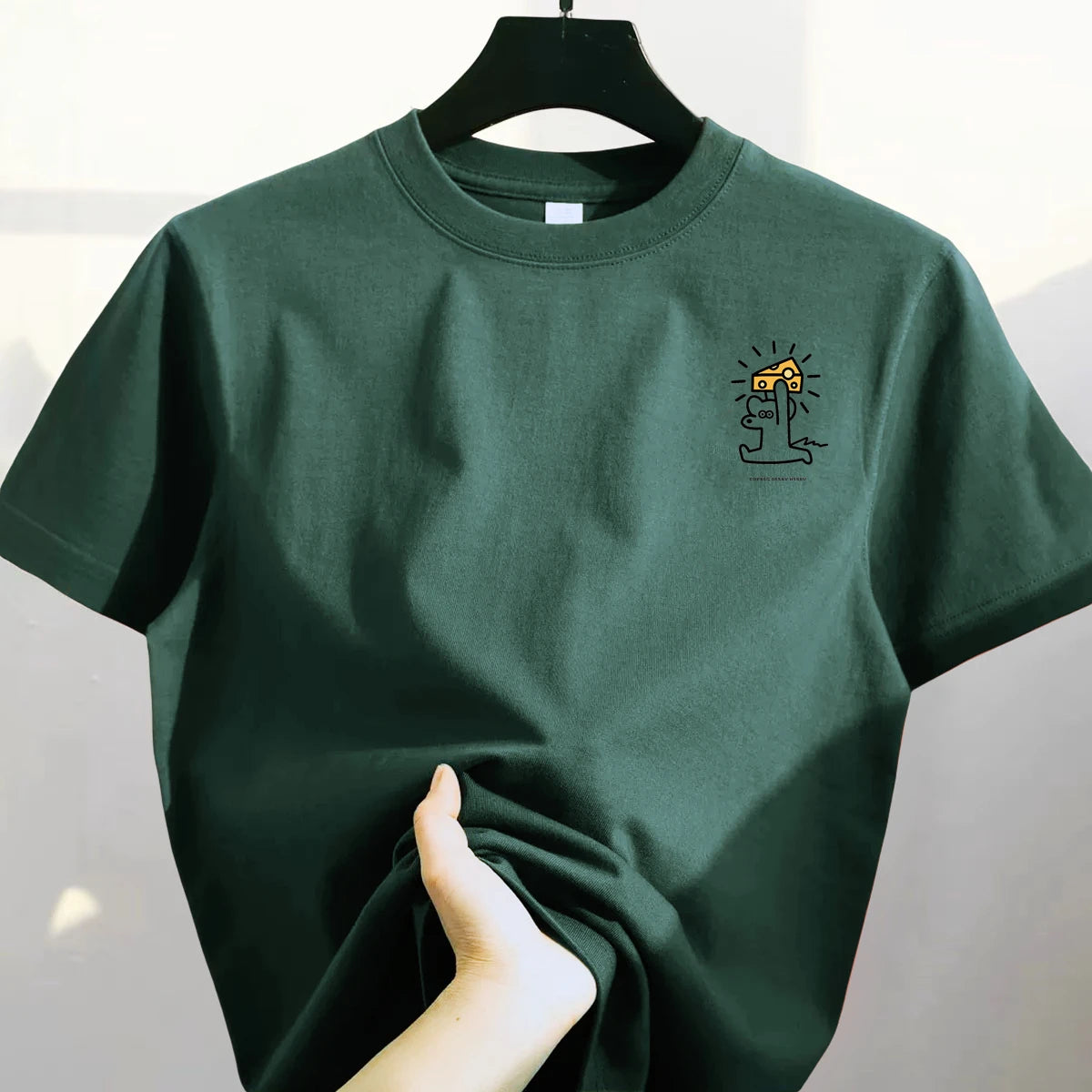 Pure Cotton ort Sve T-irt ex Outlet Store Heavyweight Sweat Absorbent Brand Tag Summer Faion Urban Sle round Ne