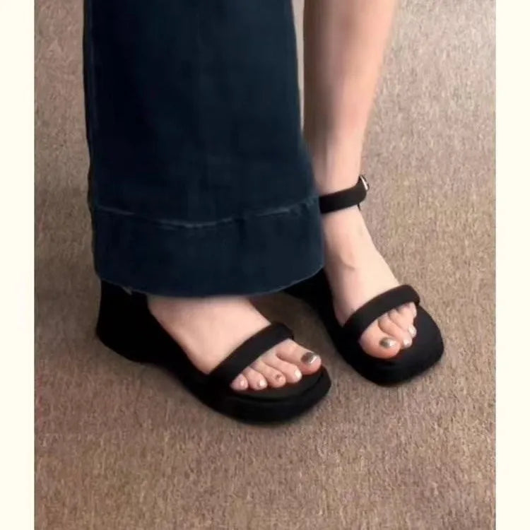 Bla Thi Heel Sandals Women's Summer 2025  Toe Roman Sle Fairy Wind One-Strap Slip-On oes Ultra-Fine Fiber