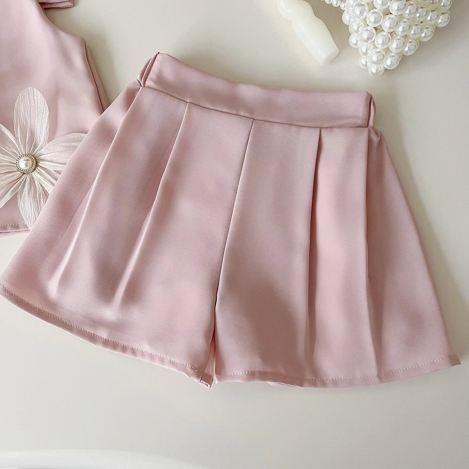 Children's Suit For Girls Summer Cute Three Flowers Short Sleeve Tshirt + Shorts 2 PC Sets Casual Outfit Baby Kids Clothing 