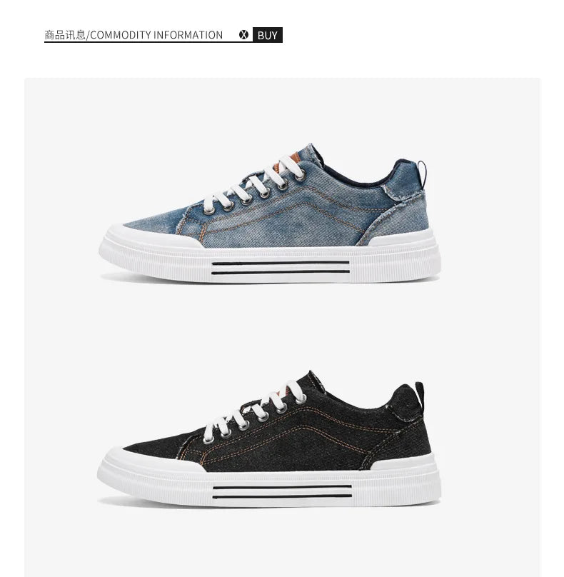 New streetwear denim sneakers men's fashion tied up runway shoes male canvas sneakers hip-hop shoes large size 47 48 boy trainer