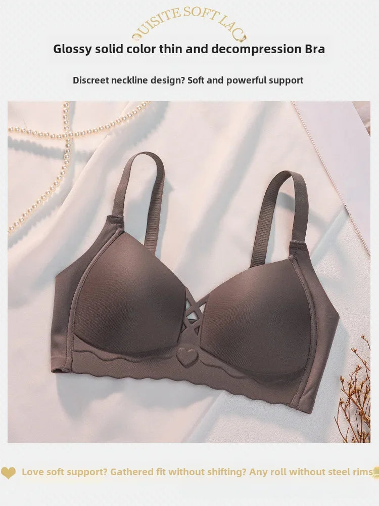 Comfortable Summer Thin Bra Women's Wireless Bandeau Top Supportive Gathered Uppermost Seamless Bra Prevents Sagging