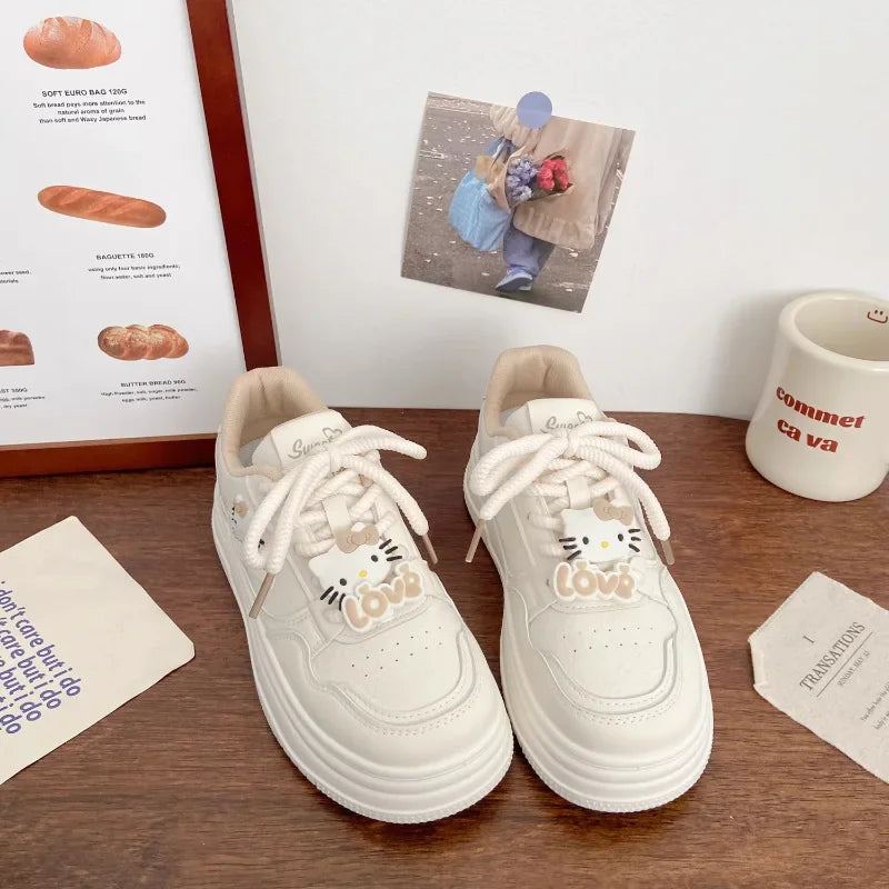 Pink Thick Bottom Skate Shoes Women's Versatile Spring New Chic Design Korean Style Breathable Sports Flat Shoes