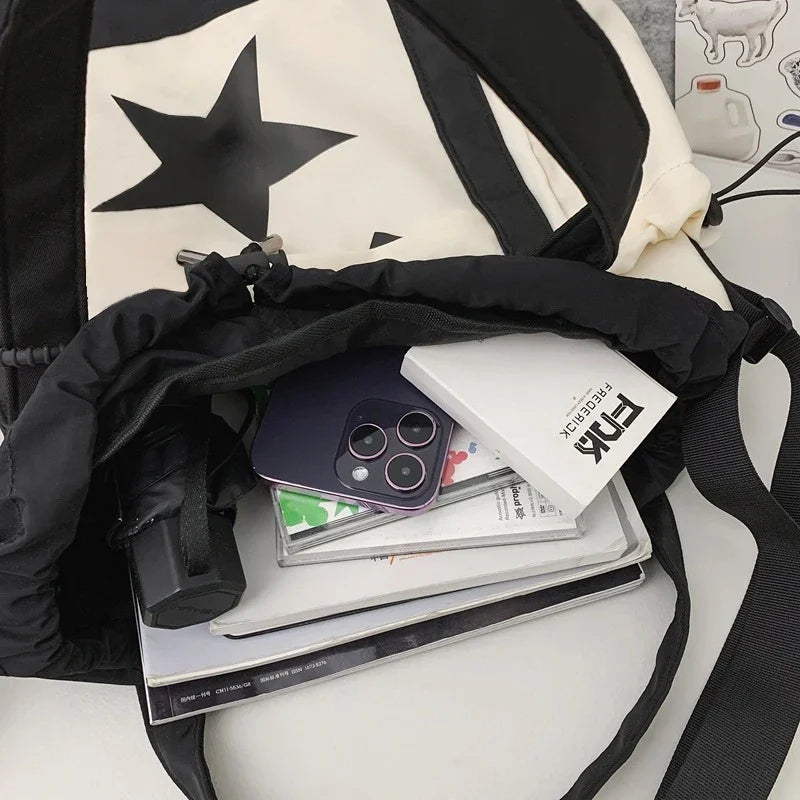 Personality Women Crossbody Bag Wholesale Large Capacity Couple Shoulder Bag New Casual Nylon Tote Bag Luxury Drawstring Handbag